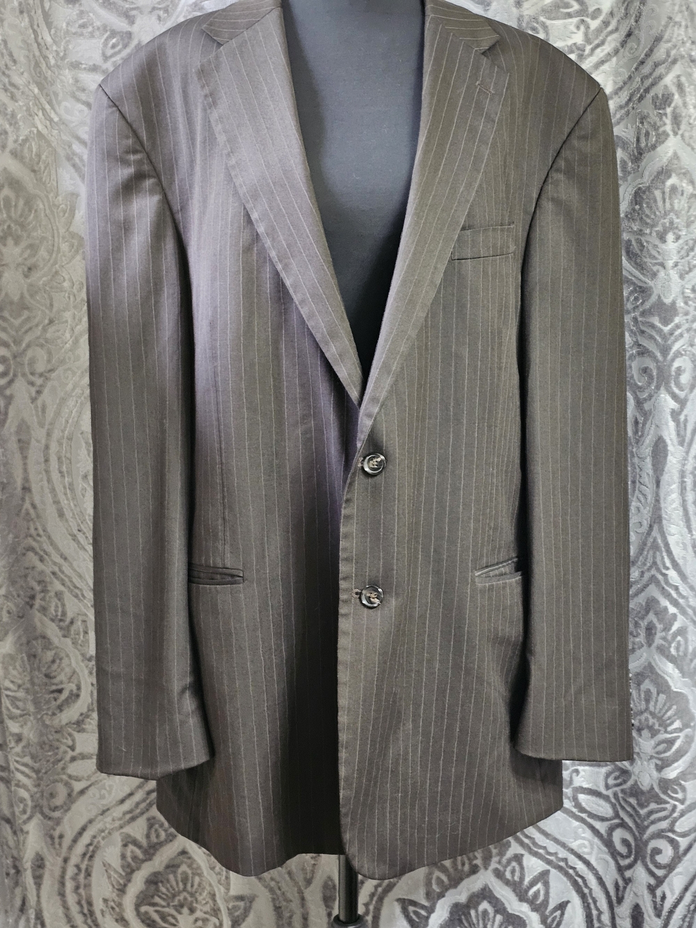 Stafford Men's Dark Charcoal Pinstripe Suit Jacket
